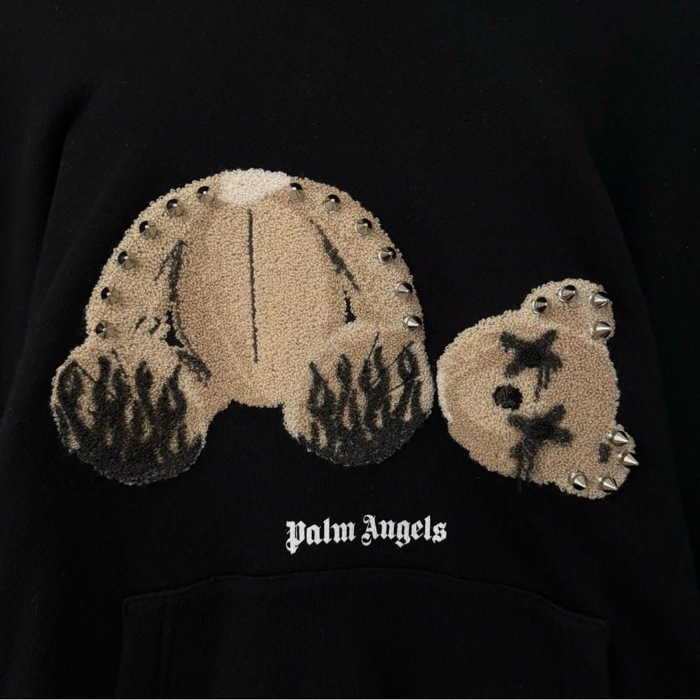 Palm Angels Studded Teddy Bear Hoodie - Picture 2 of 6